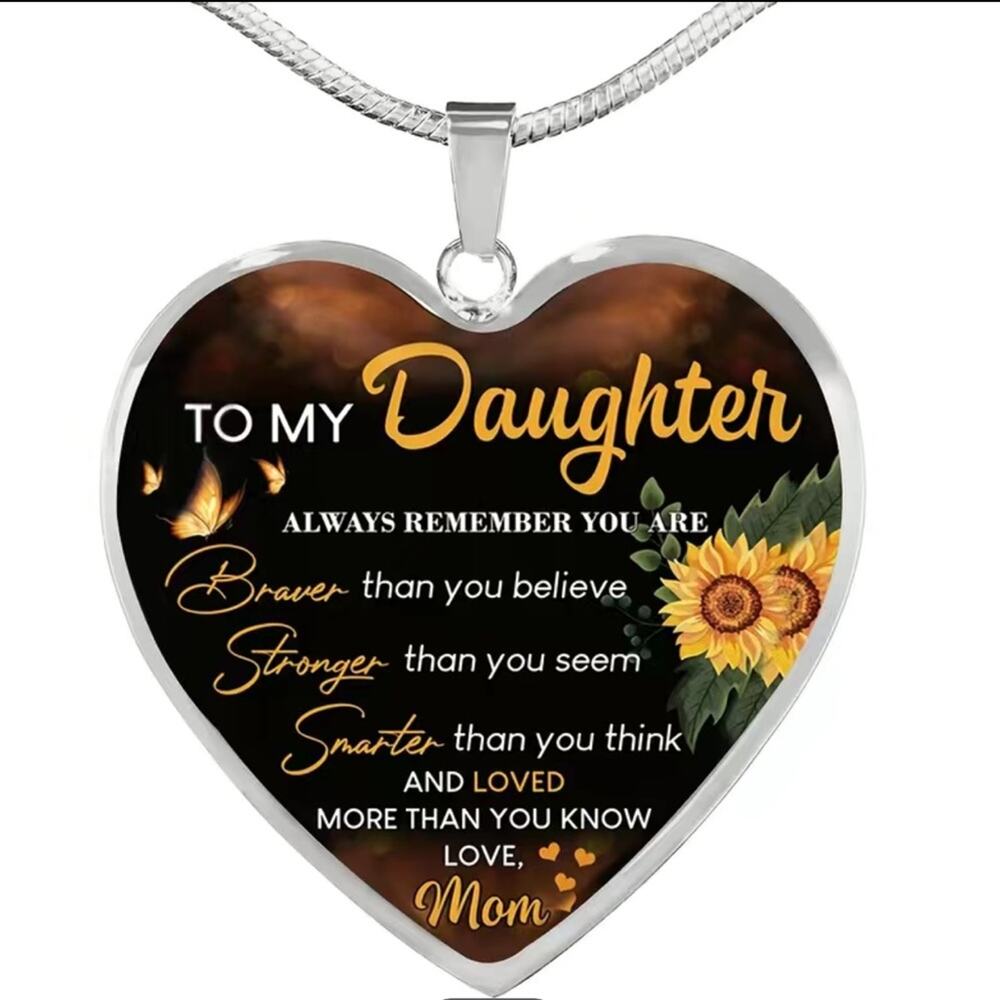 Daughter Necklace To My Daughter You Are Loved More Than You Know Heart Pendant